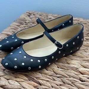 Marc Fisher Black Mary Jane Flats with Silver Studs